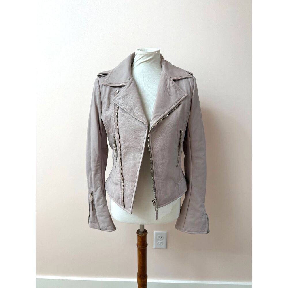 Authentic Balenciaga Light Pink Lamb Leather Moto Jacket NWT FR 42 / US 10 BNWT